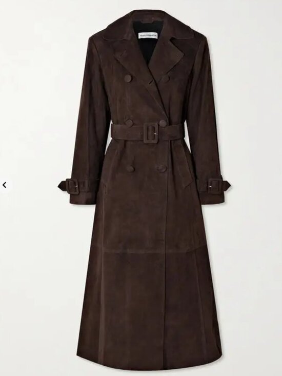 NOUR HAMMOUR Jackets & Blazers - NOUR HAMMOUR Tate Tailored Suede Trench Coat in Mocha Suede $1,830 MSRP
